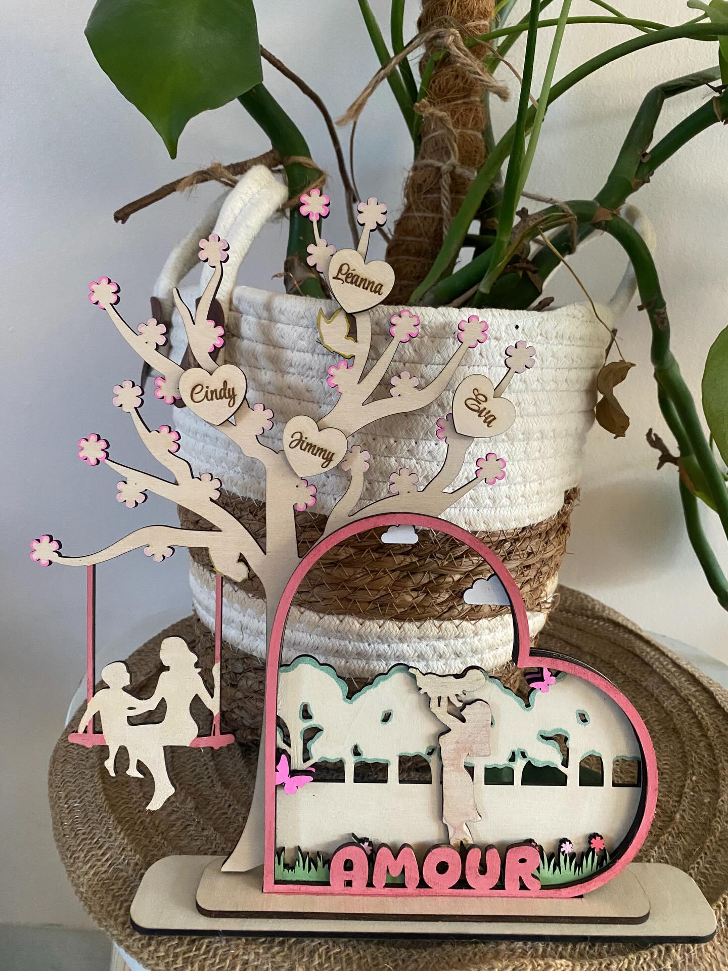 Cœur en bois multicouche avec arbre de vie