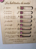 Tableau de routines enfant en bois personnalisé