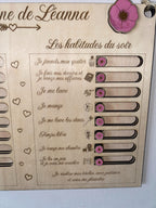 Tableau de routines enfant en bois personnalisé