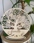 Arbre de Vie Personnalisé en Bois sur socle – Prénoms & Famille