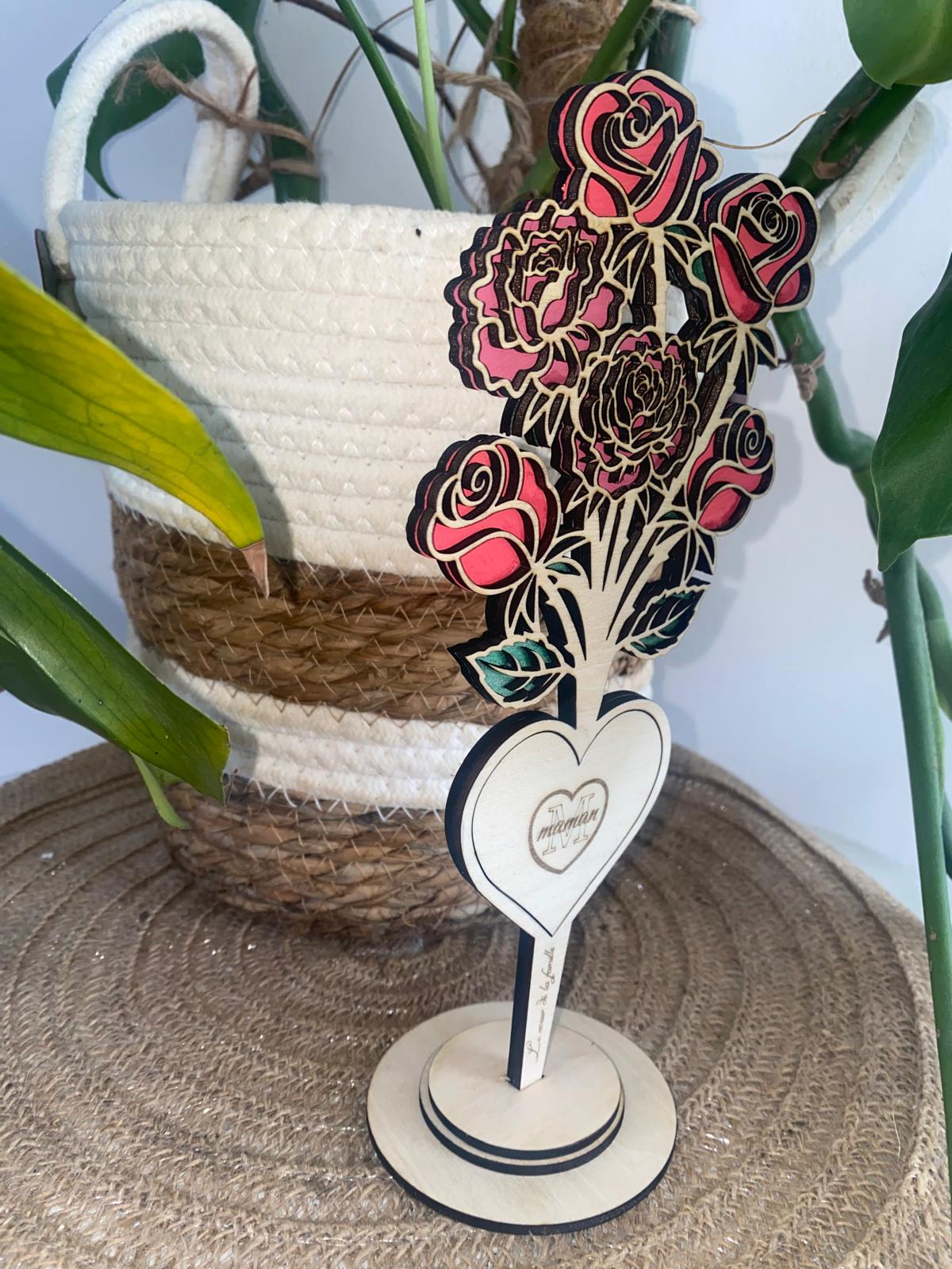 Bouquet de roses en bois “Maman”