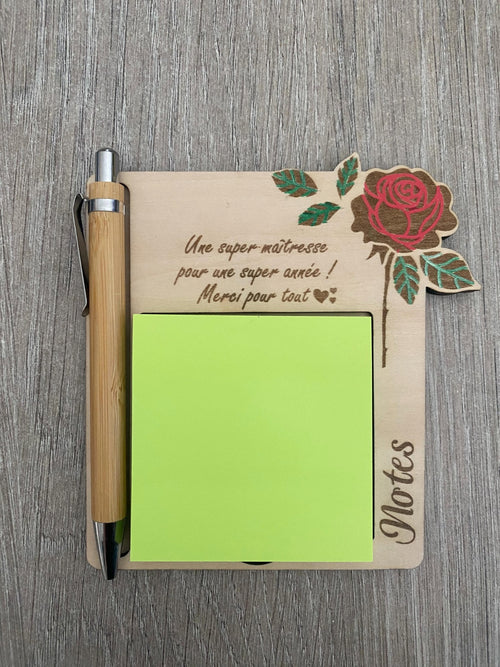Bloc-Note Personnalisé Maîtresse avec Stylo Gravé – Rose