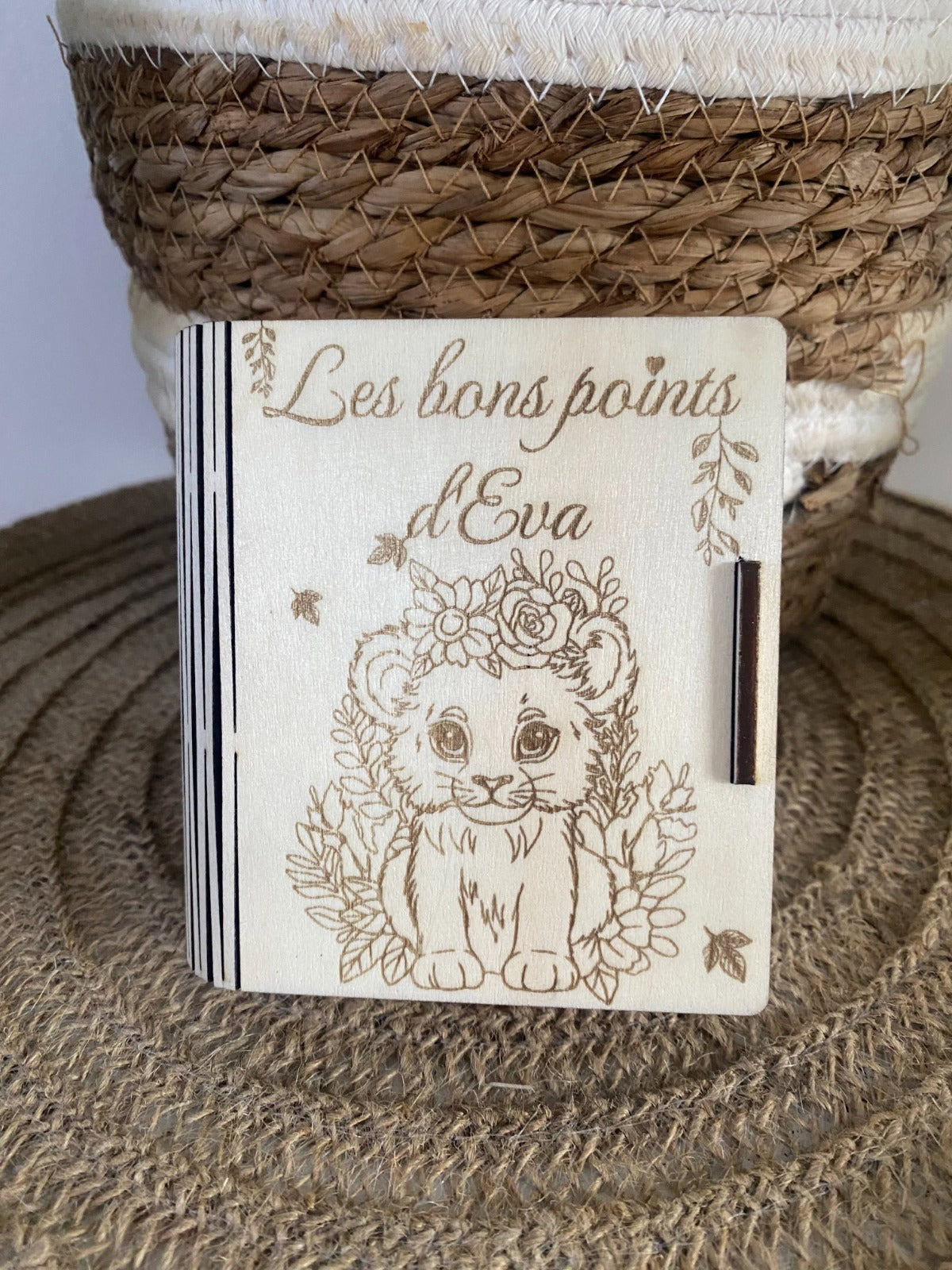 Boîte à bons points en bois personnalisée – Prénom et image au choix