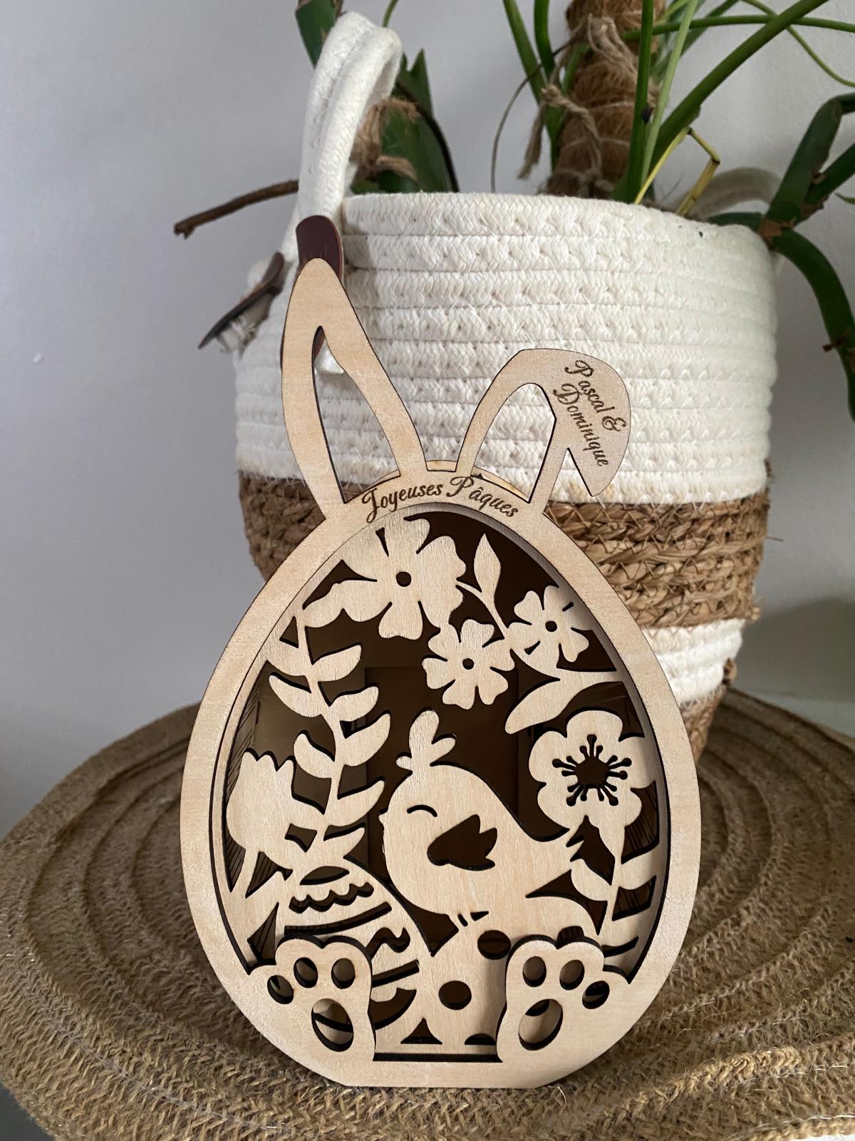 Boîte œuf de Pâques lapin en bois personnalisée