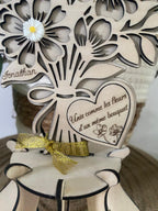 Bouquet de fleurs éternel personnalisé en bois et résine