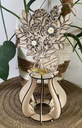 Bouquet de fleurs éternel personnalisé en bois et résine
