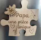 Puzzle familial personnalisé en bois – 4 pièces magnétiques