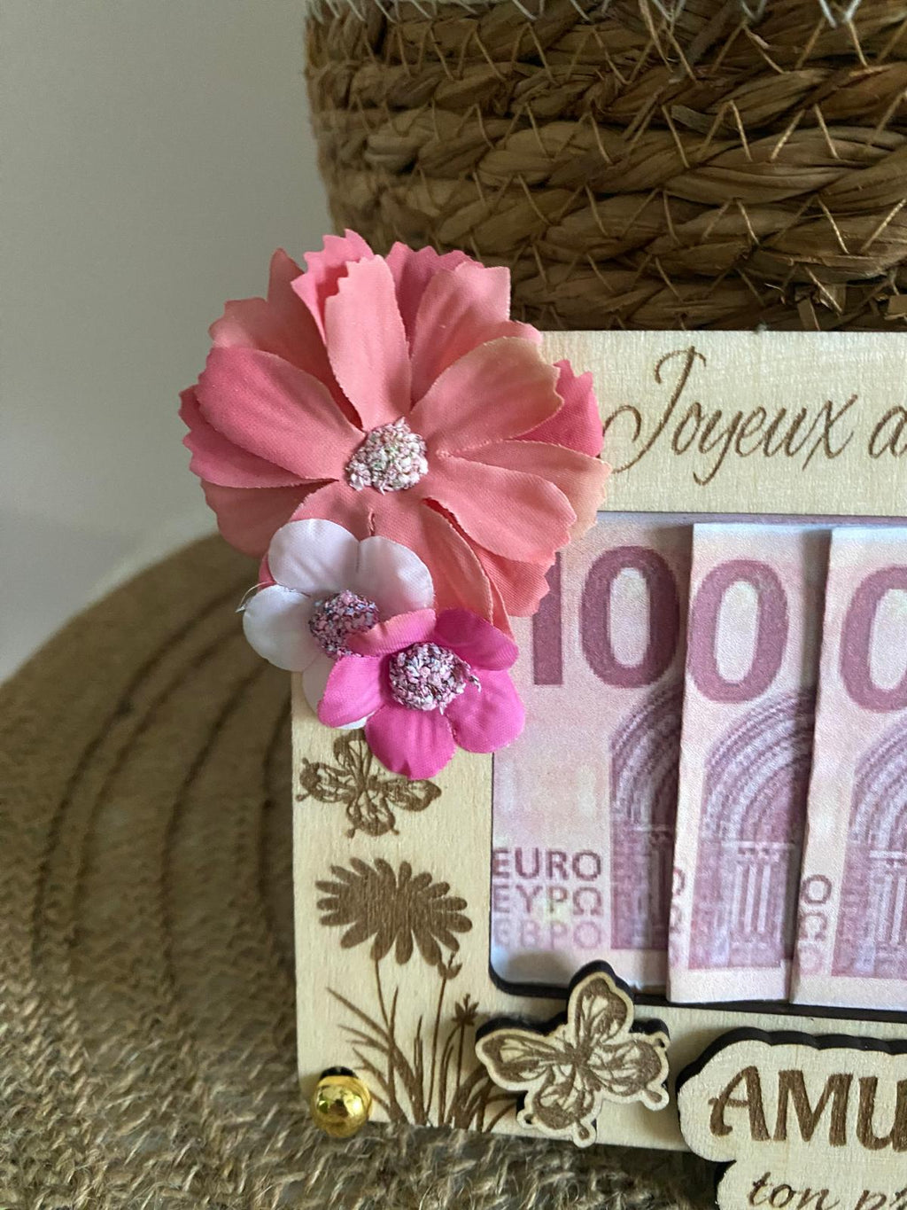 Carte en bois “Premier million” personnalisée