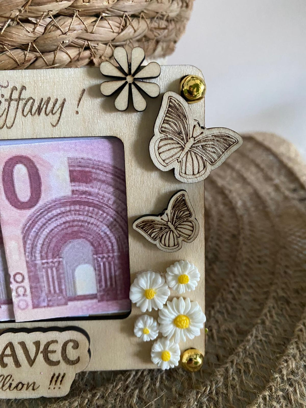 Carte en bois “Premier million” personnalisée