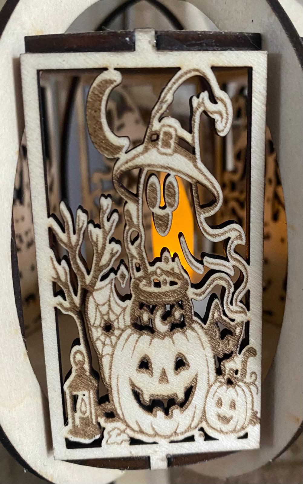 Lanterne d’Halloween en bois personnalisée – Main squelette