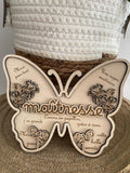 Papillon 3D "Merci Maîtresse" en Bois Gravé