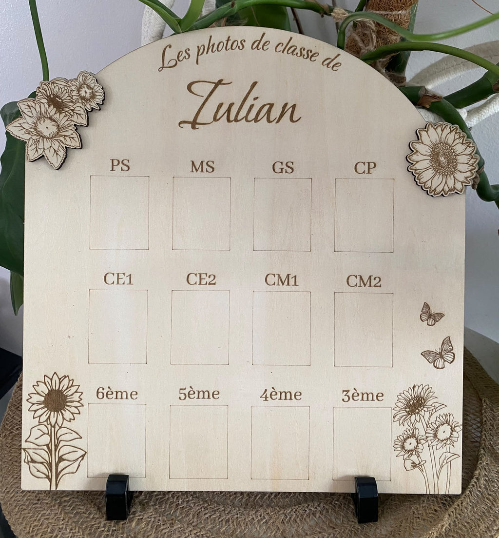 Tableau photos de classe personnalisé en bois – De la Petite Section à la 3ème