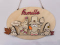 Plaque murale famille personnalisée en bois – Gnomes d’automne