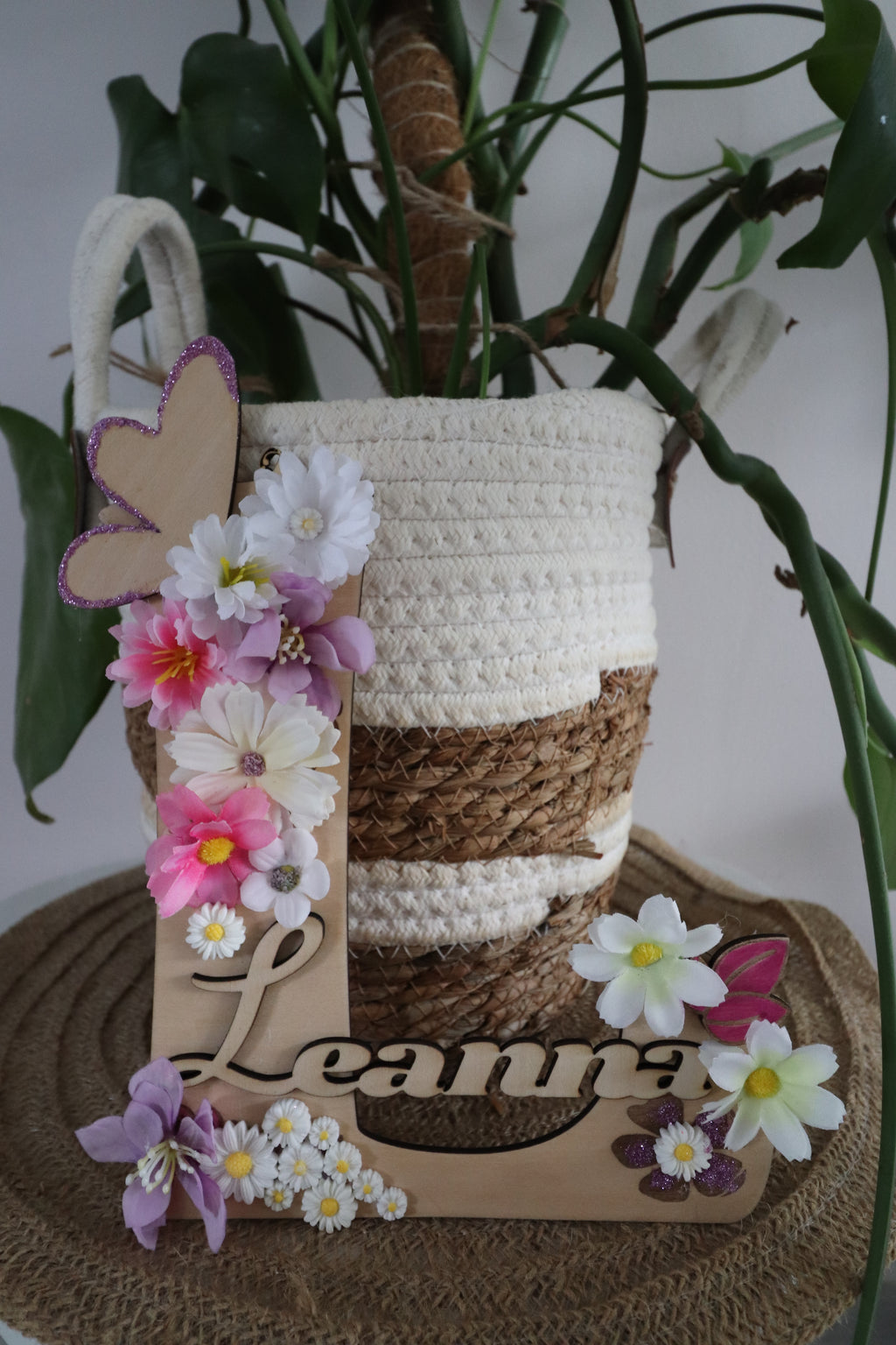 Lettre murale fleurie personnalisée avec prénom – décoration enfant