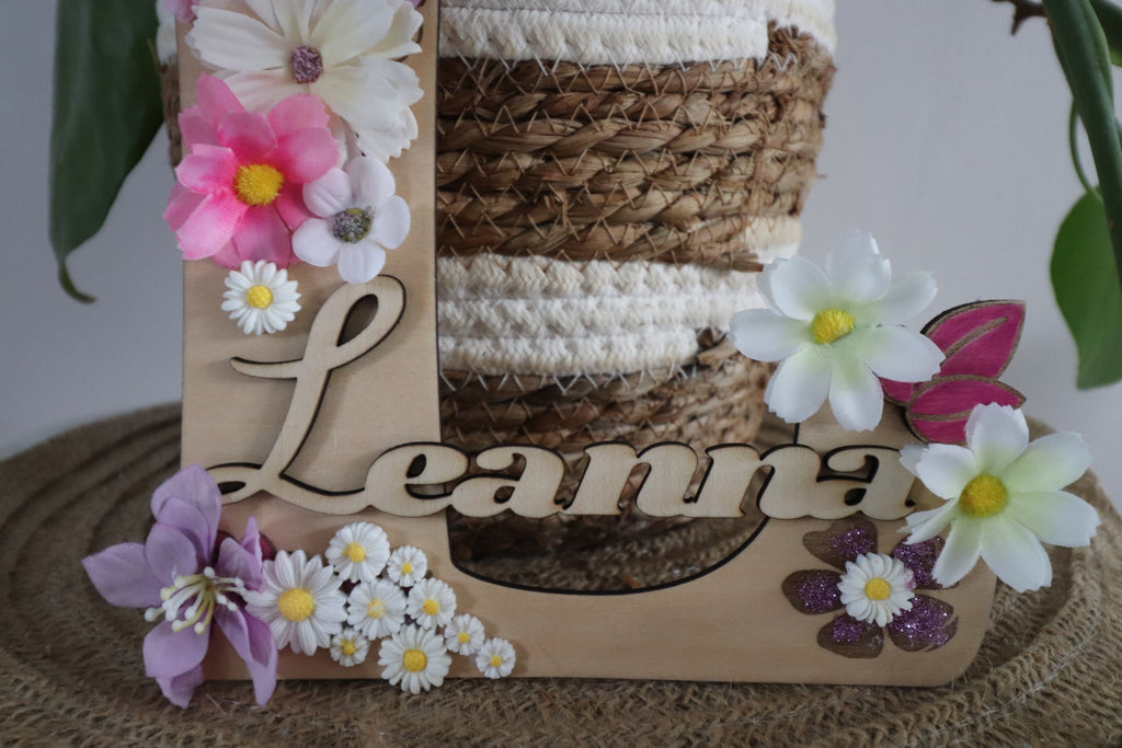 Lettre murale fleurie personnalisée avec prénom – décoration enfant
