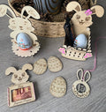 Lot de Pâques personnalisé en bois – Décorations et supports cadeaux