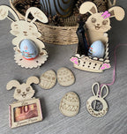 Lot de Pâques personnalisé en bois – Décorations et supports cadeaux