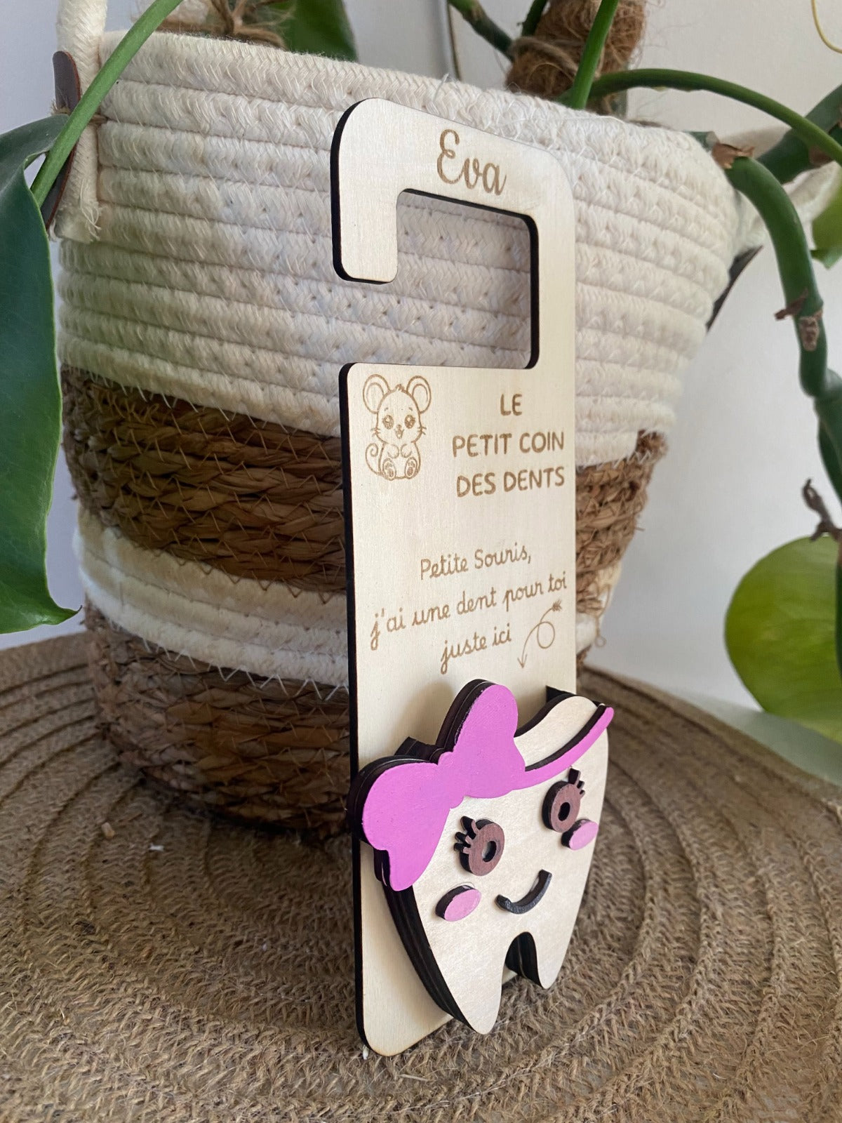 Plaque Petite Souris Personnalisée en Bois