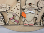 Plaque murale famille personnalisée en bois – Gnomes d’automne