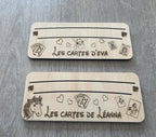 Porte-cartes de jeu personnalisé en bois – Prénom et thème au choix
