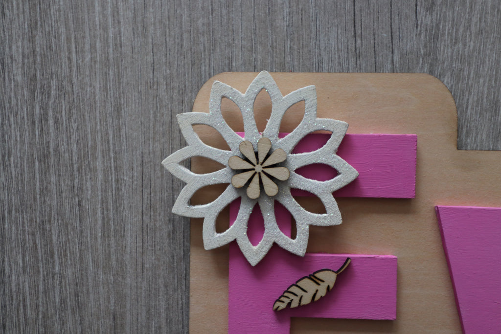 Plaque prénom décorative en bois personnalisée – chambre enfant