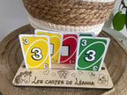Porte-cartes de jeu personnalisé en bois – Prénom et thème au choix