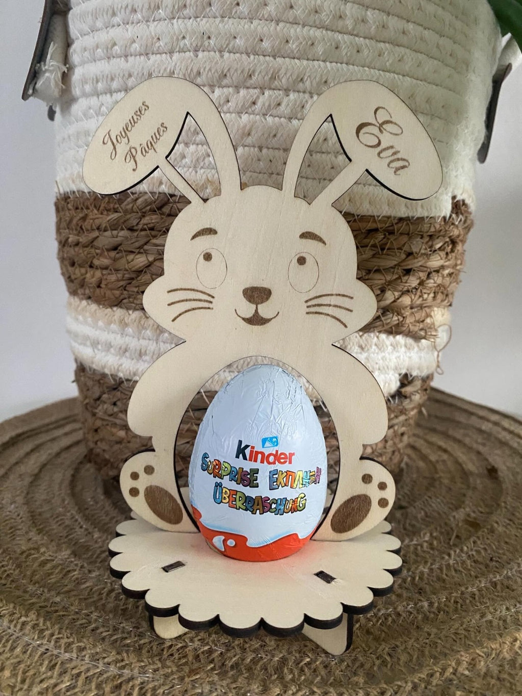 Lot de Pâques personnalisé en bois – Décorations et supports cadeaux