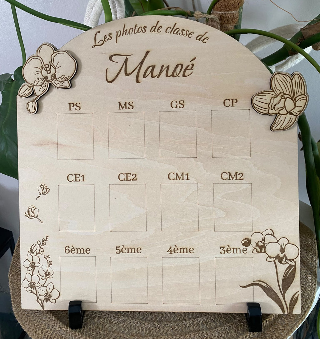 Tableau photos de classe personnalisé en bois – De la Petite Section à la 3ème
