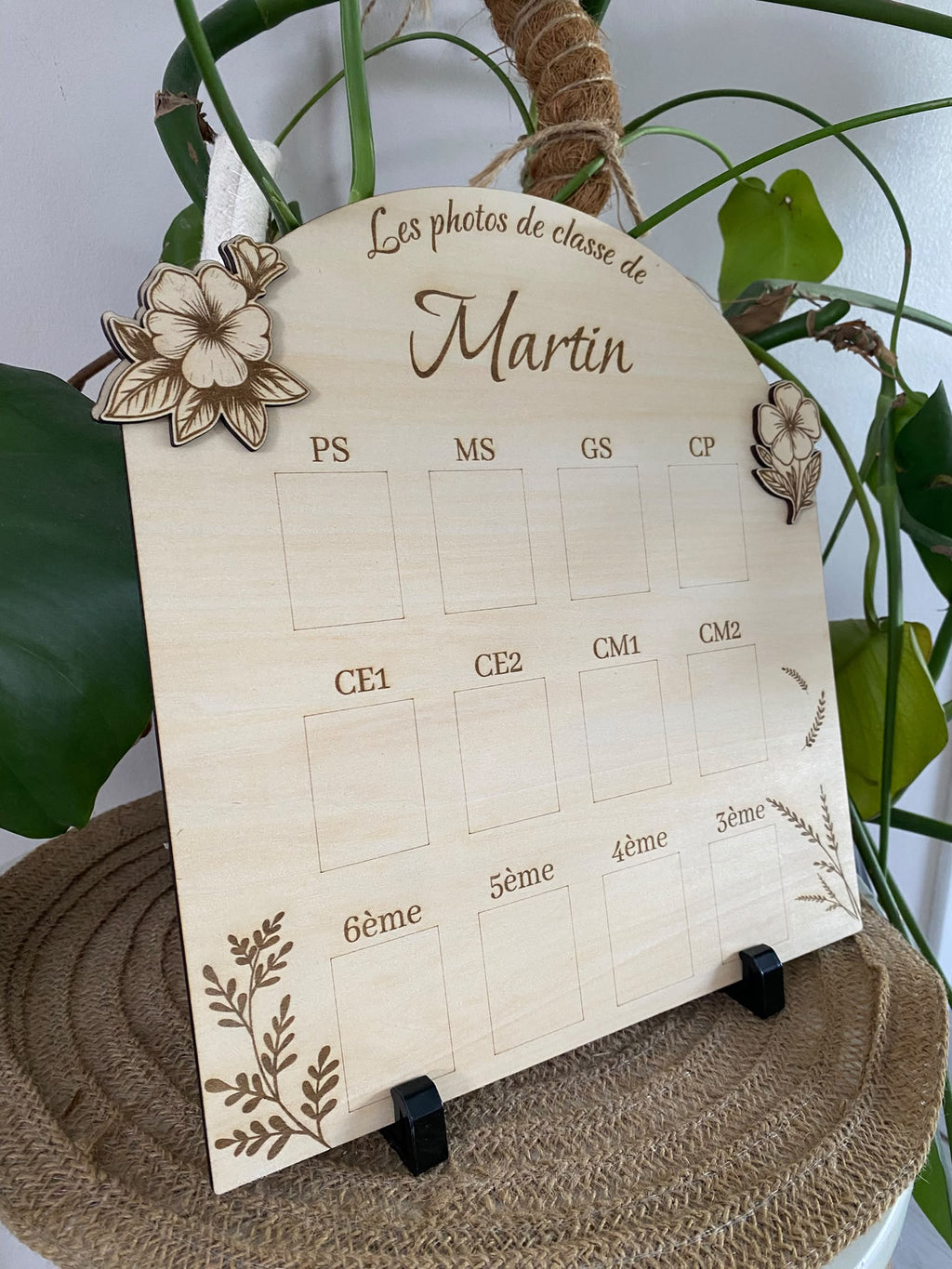 Tableau photos de classe personnalisé en bois – De la Petite Section à la 3ème