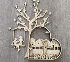 Cœur en bois multicouche avec arbre de vie