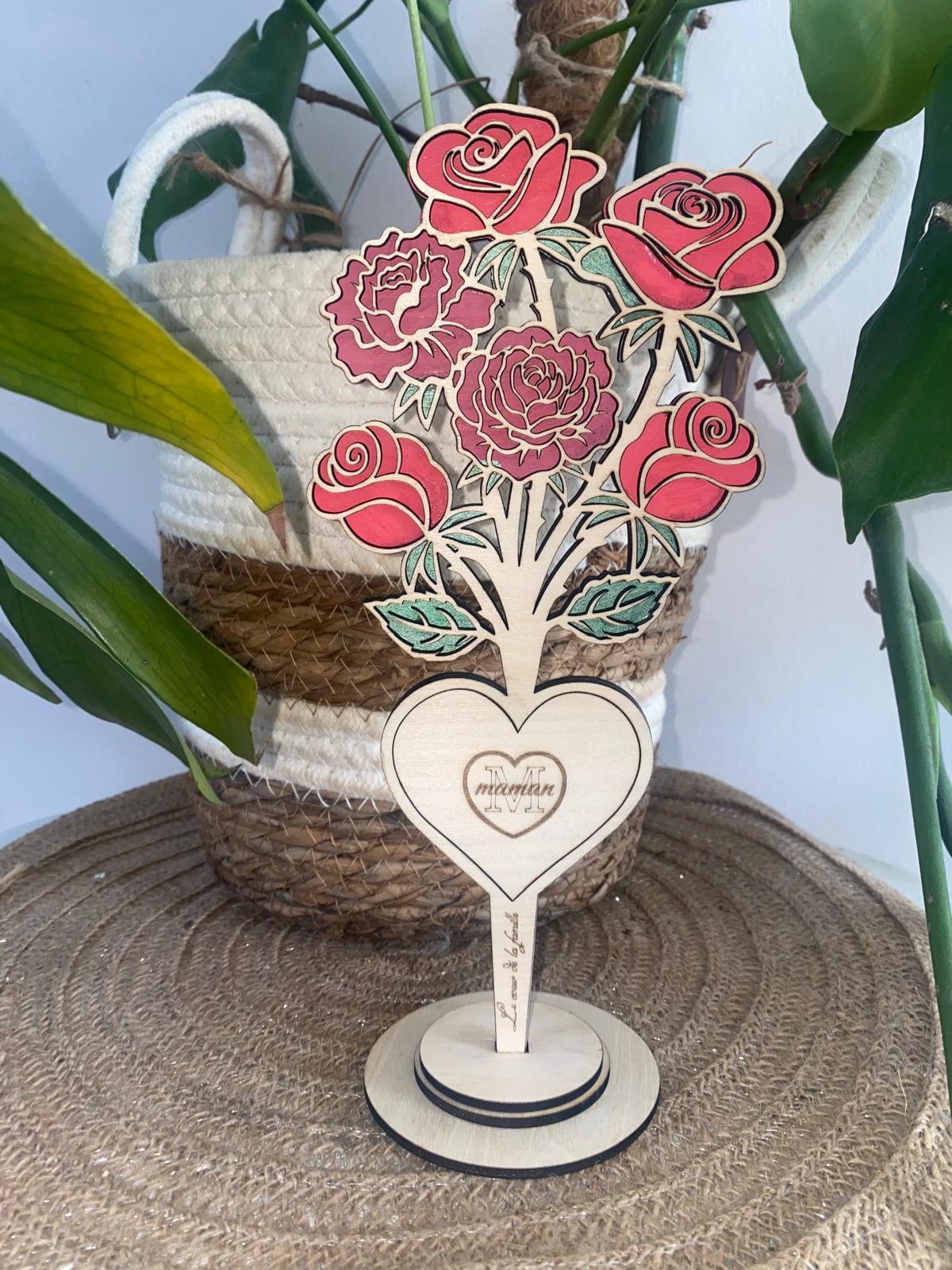 Bouquet de roses en bois “Maman”