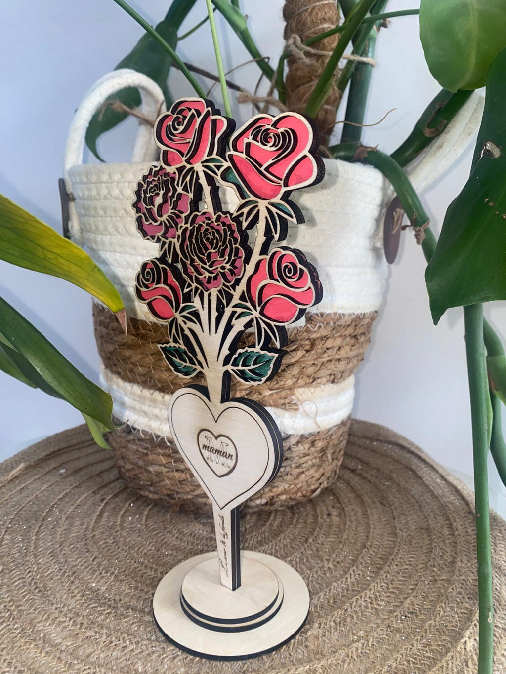 Bouquet de roses en bois “Maman”