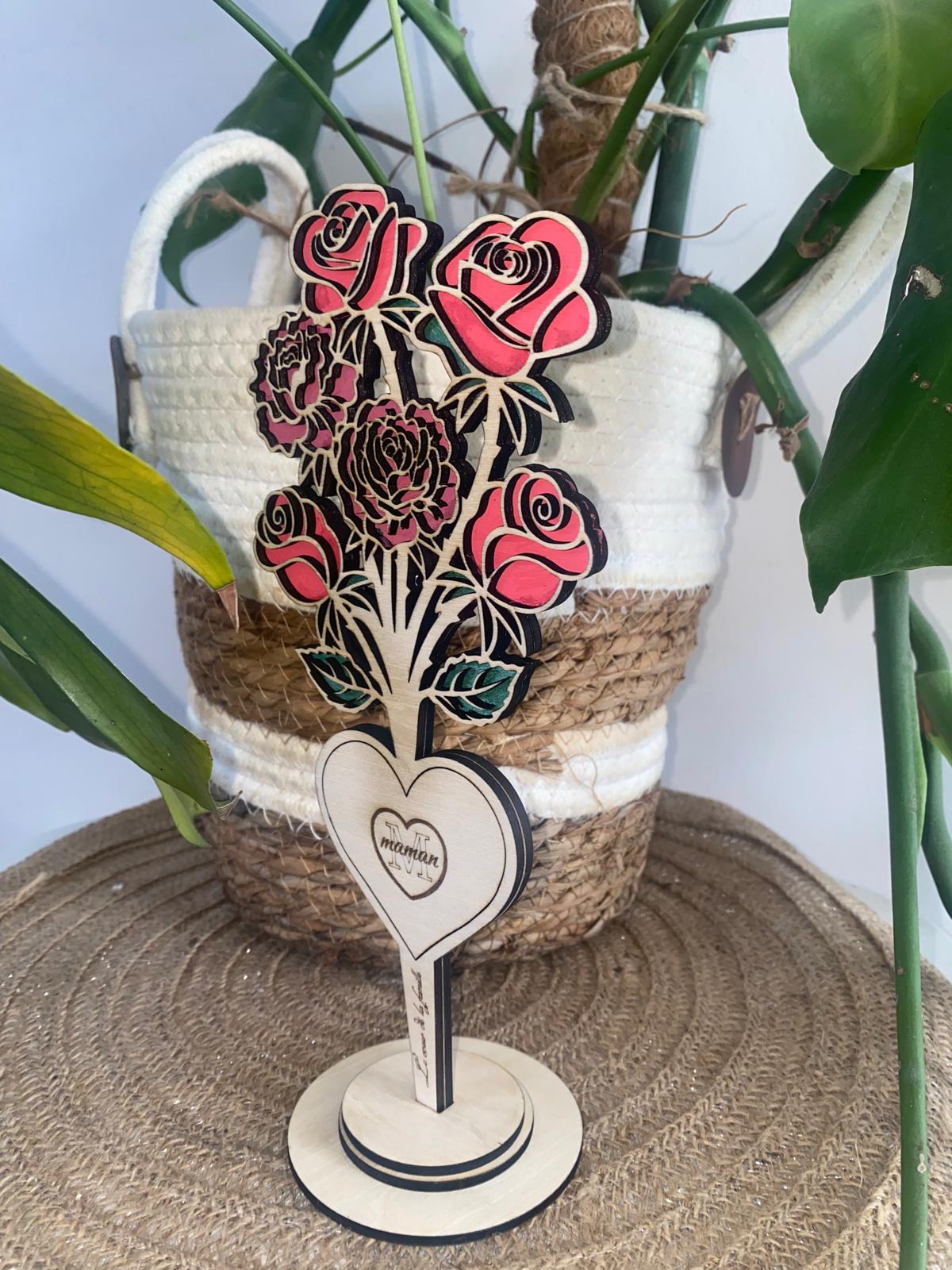 Bouquet de roses en bois “Maman”