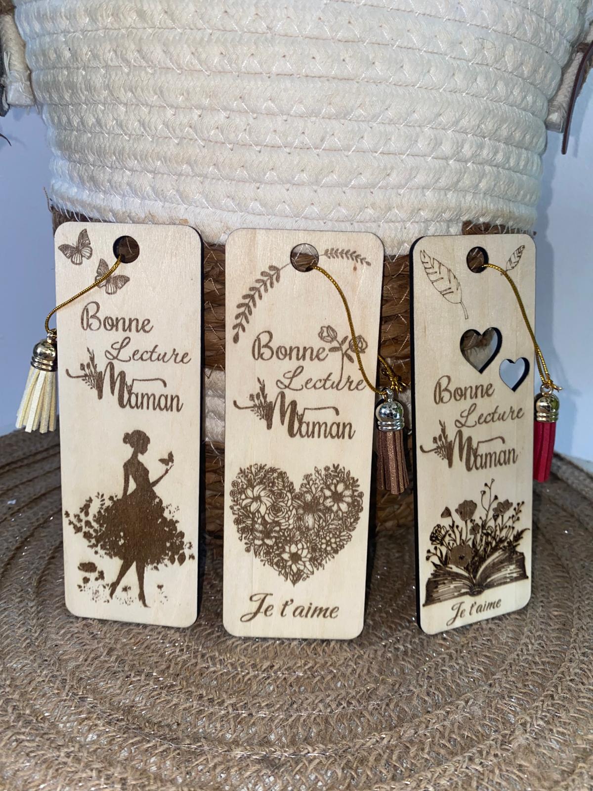 Marque-pages en bois personnalisé "Maman" – Cadeau original | Création Fée Main