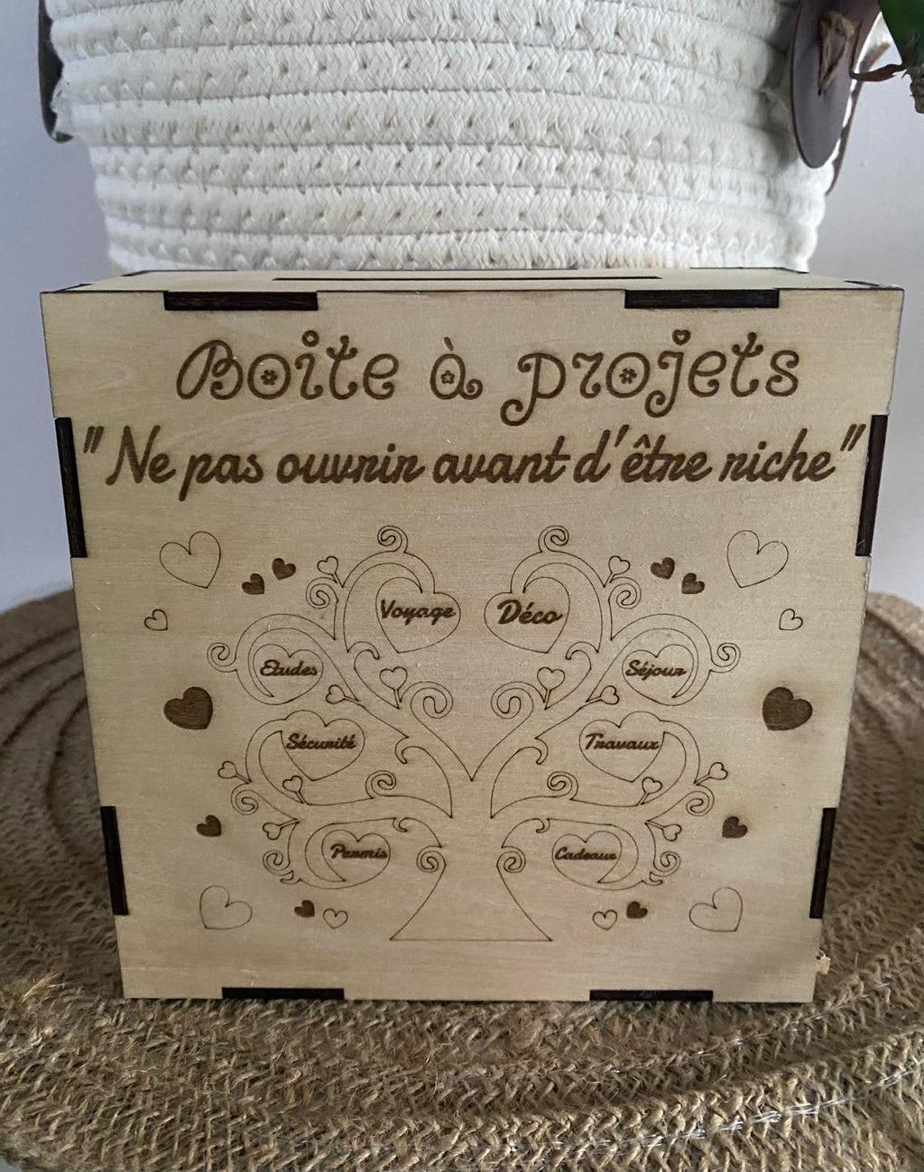 Tirelire spéciale économie en bois scellée – Cadeau original | Création Fée Main